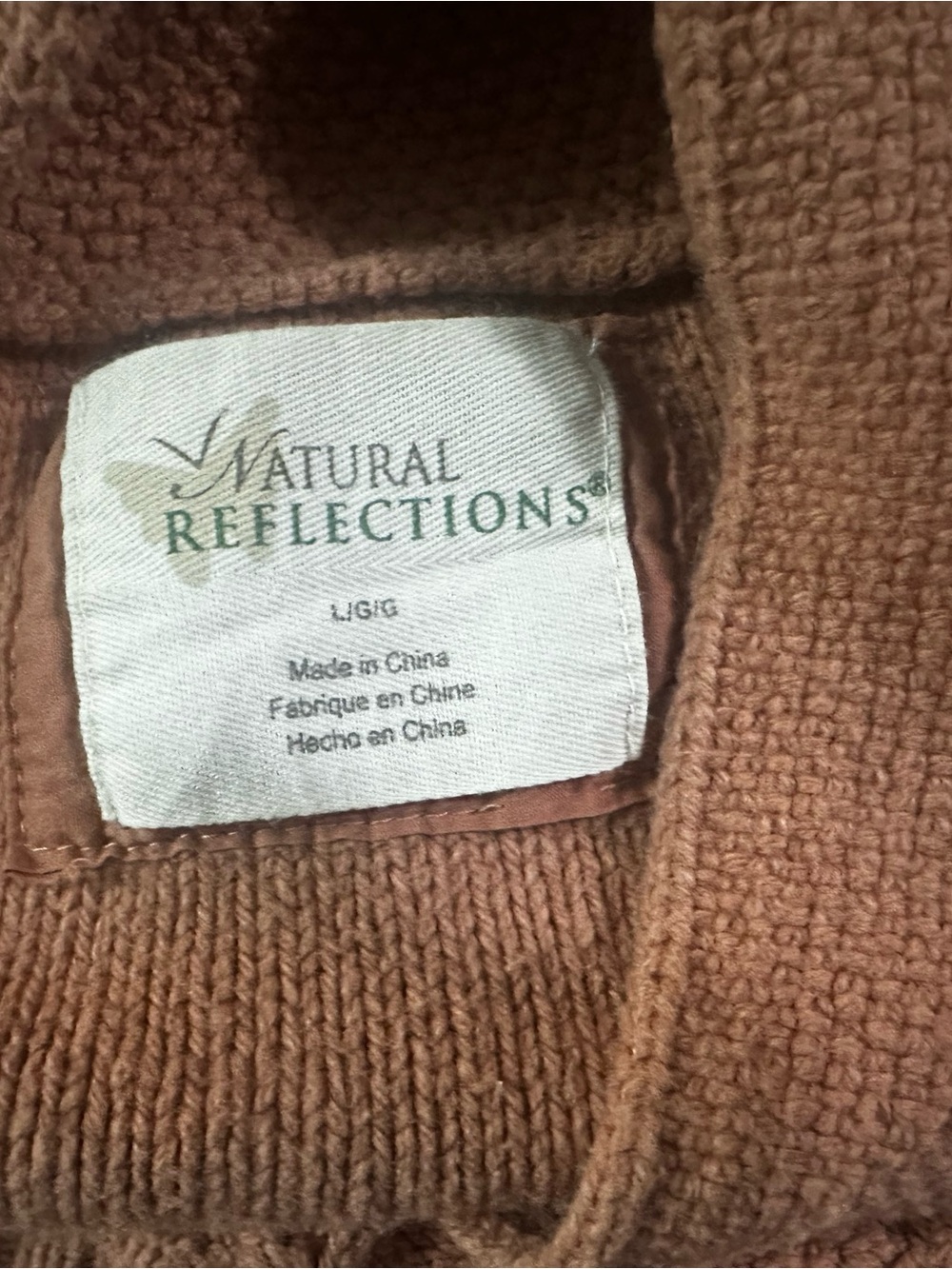 Natural Reflections Shawl Collar Terracotta Pink V-Neck Textured Button Sweater - Picture 4 of 7